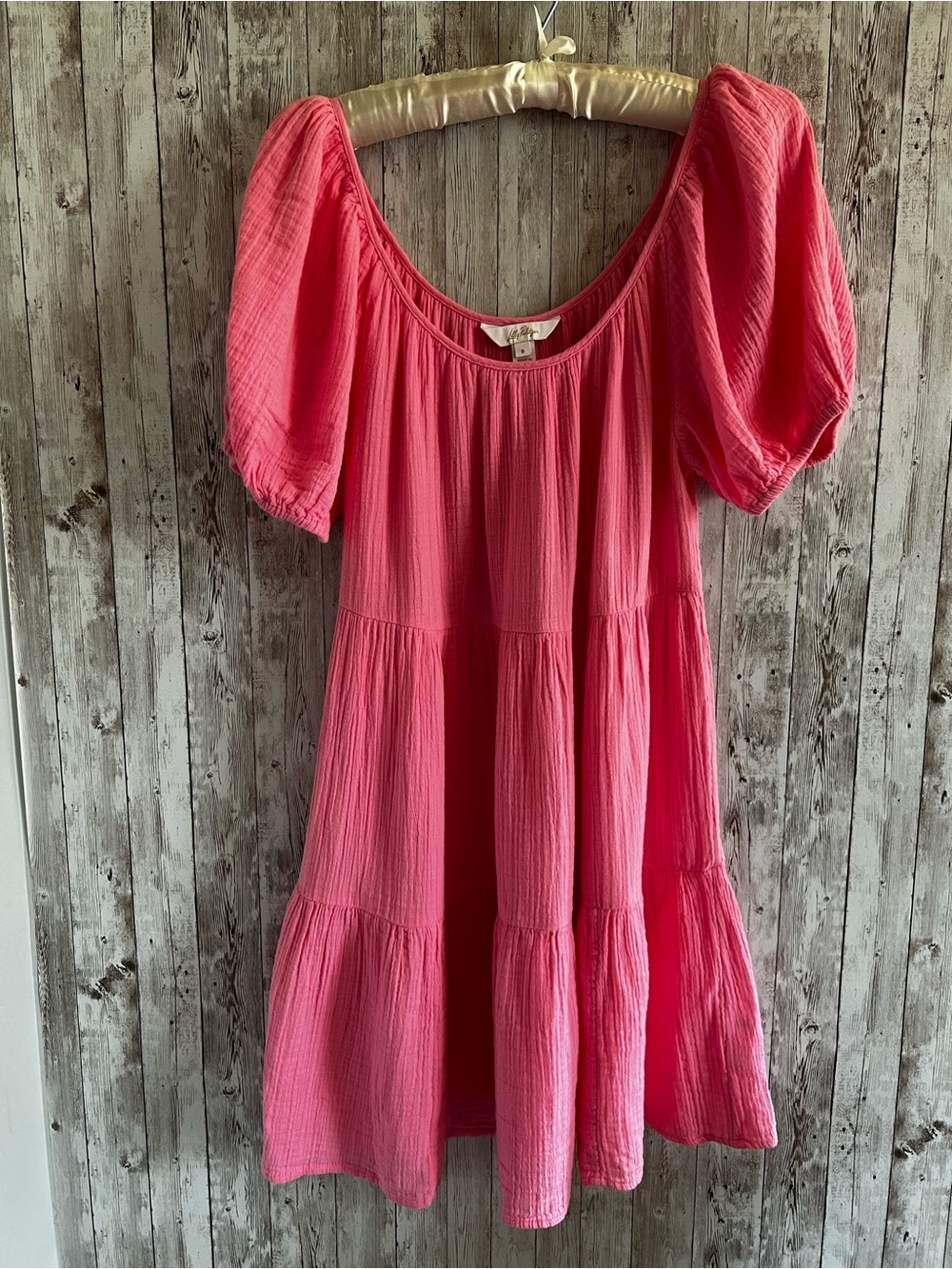 Lilly Pulitzer Zemini Pink Tiered Cotton Dress Cover Up Flowy Beach Small